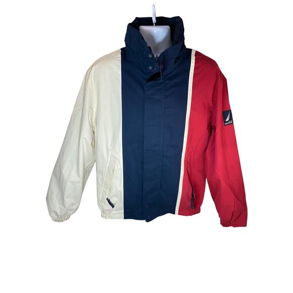 Nautica Reversible Coat Jacket Men’s Size Large Hidden Hood Navy Gray Outdoor - Picture 9 of 16